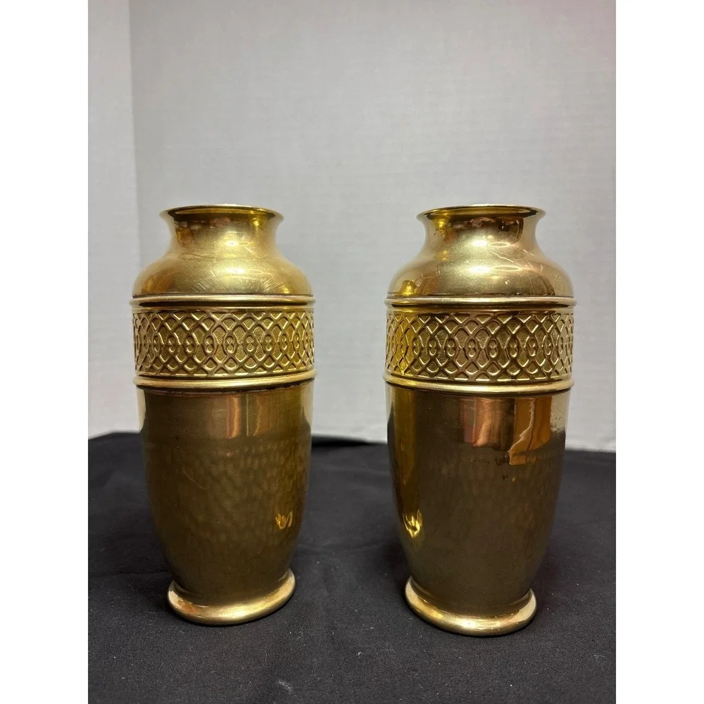Vintage Brass Vases Pair‎ Made in England Decorative Home Decor Set